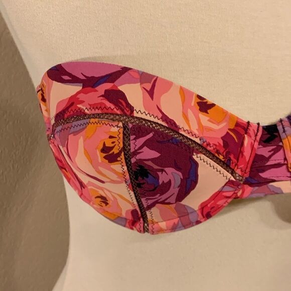 Nanette Lepore Strapless Bikini Top S Pink Floral - Picture 2 of 11